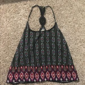 patterned tank with crochet detailing (size: s)